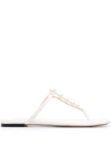 Jimmy Choo Alaina Faux Pearl-embellished Leather Sandals In Weiss