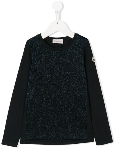 Moncler Kids' Glitter Front Top In Blue
