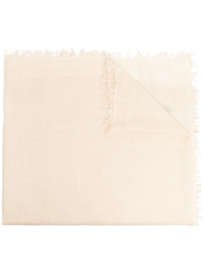 Zadig & Voltaire Logo Frayed-hem Scarf In Neutrals