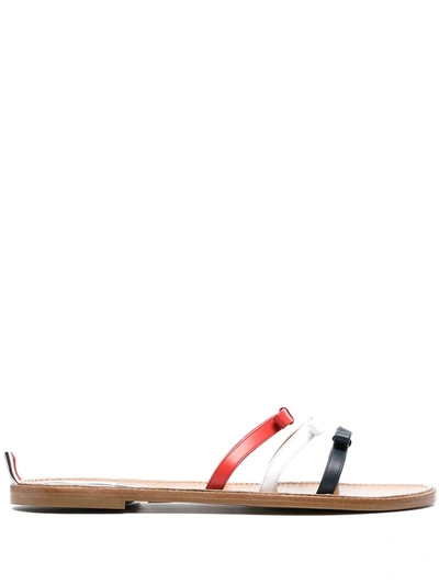 Thom Browne Tricolour Bow Slide Sandals In Multicolor