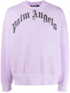 PALM ANGELS CURVED LOGO COTTON SWEATSHIRT