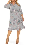 Standards & Practices Kylie Ruffle Wrap Dress In Tropical Grey