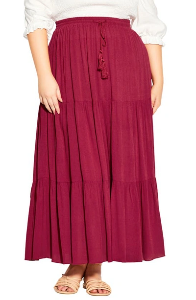 City Chic Paradise Drawstring Skirt In Rhubarb