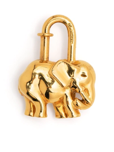 Pre-owned Hermes 1990s  Elephant Cadena Bag Charm In Gold