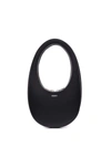 Coperni Oval Calfskin Shoulder Bag With Cut-out Handle In Black
