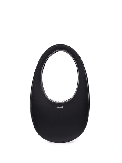 Coperni Curved Leather Tote Bag In Black