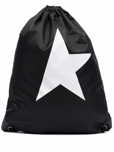 Golden Goose Star Collection Drawstring Backpack In Black