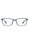 Prada 55mm Rectangular Optical Glasses In Transparent Azure