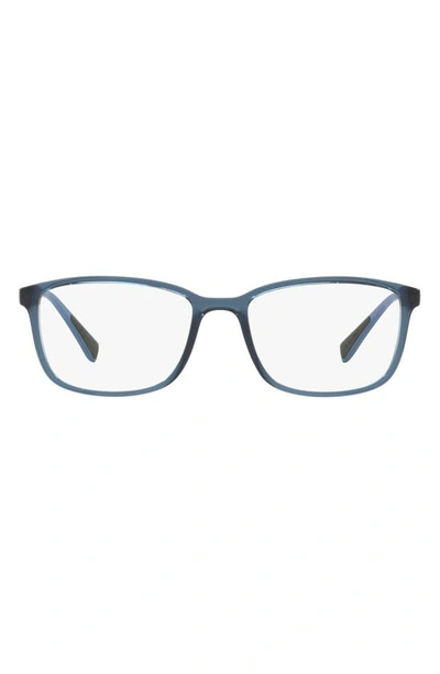Prada 55mm Rectangular Optical Glasses In Transparent Azure