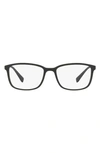 Prada 55mm Rectangular Optical Glasses In Black Rubber