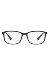 Prada 55mm Rectangular Optical Glasses In Rubber Black