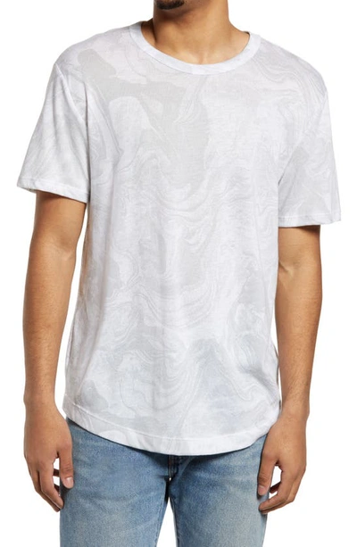 Alternative Eco-jersey Shirttail Printed T-shirt In White Marble