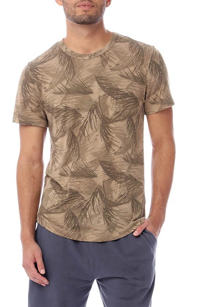 Alternative Eco-jersey Shirttail Printed T-shirt In Olive Watercolor Palm