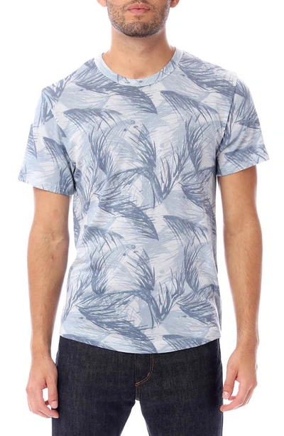 Alternative Eco-jersey Shirttail Printed T-shirt In Blue Watercolor Palm