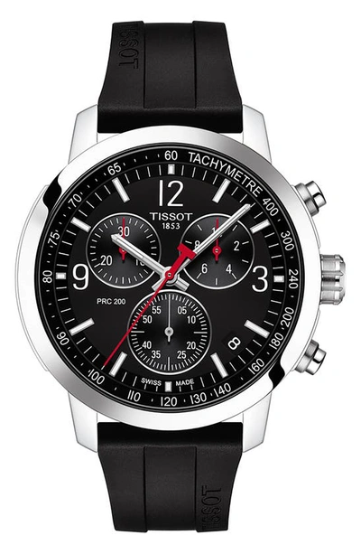 Tissot T114.417.17.057.00 Prc 200 Chronograph Stainless Steel And Rubber Watch In Black
