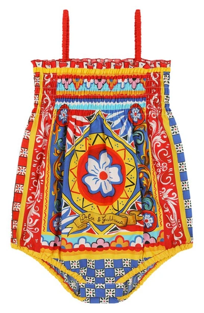 DOLCE & GABBANA DOLCE&GABBANA CARRETTO PRINT POPLIN BUBBLE ROMPER,L21O70G7WMA