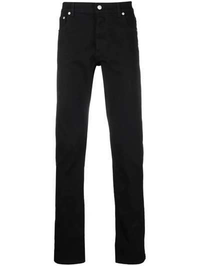 Alexander Mcqueen Washed-black Cotton-blend Skinny-cut Denim Jeans