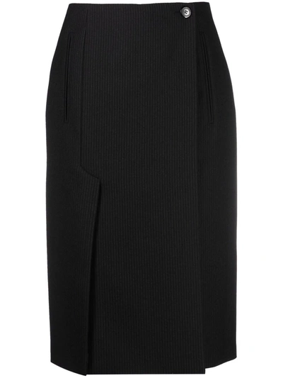 Prada Pinstripe Pencil Skirt In Black