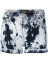 PHILIPP PLEIN BLEACHED DENIM MINI SHORTS