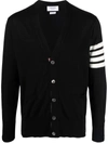 Thom Browne Navy Milano Stitch Merino Wool 4-bar Shawl Collar Cardigan In Schwarz