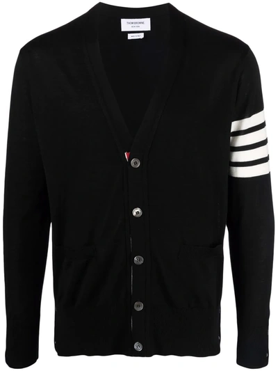 Thom Browne 4-bar Stripe Wool Cardigan In Blue