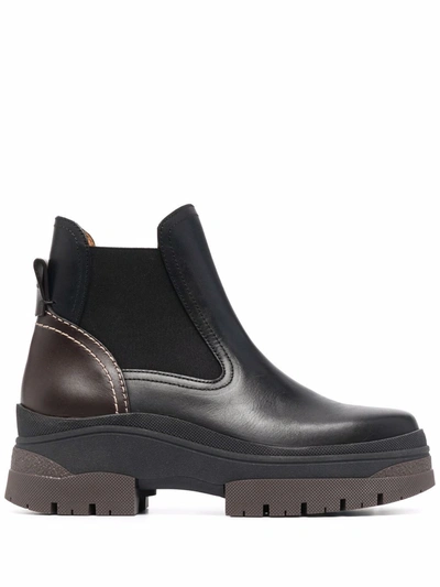 See By Chloé Cassidie Two-tone Leather Chelsea Boots In Black