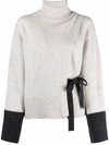 EUDON CHOI LACE-DETAIL TWO-TONE ROLLNECK SWEATER