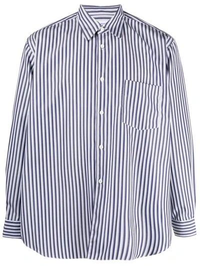 Comme Des Garçons Shirt Oversized Striped Shirt In Blue