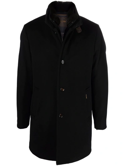 Moorer Feather-down Single-breasted Coat In Blue