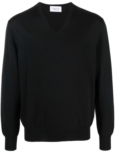 D4.0 Round Neck Knitted Jumper In Black