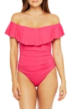 La Blanca Off The Shoulder One-piece Swimsuit In Tropic Pink