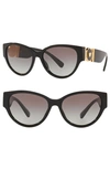 Versace 56mm Cat Eye Sunglasses In Black/ Grey Gradient