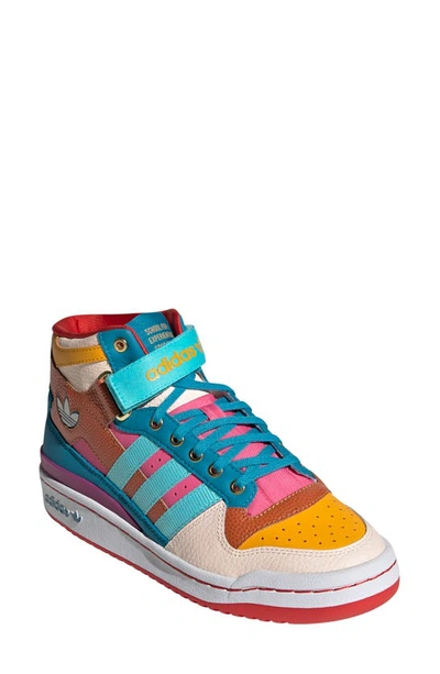 Adidas Originals Forum Mid W运动鞋 In Team College Gold/pulse Aqua/pink Tint