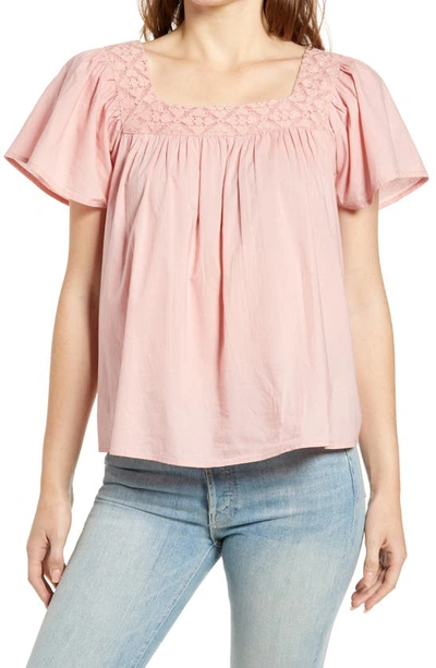 Caslonr Caslon Lace Detail Top In Pink Bride