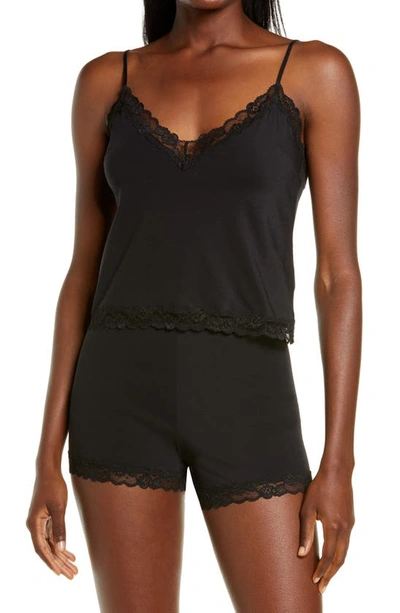 Natori Elite Lace Trim Camisole In Black