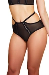 Hauty Mesh Cutout Hook & Eye Brief Underwear, Online Only In Black