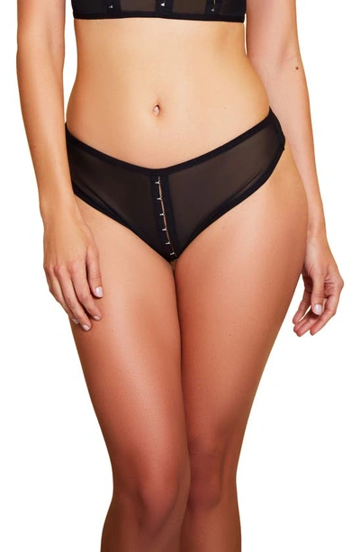 Hauty High Waist Hook And Eye Mesh Panties In Black