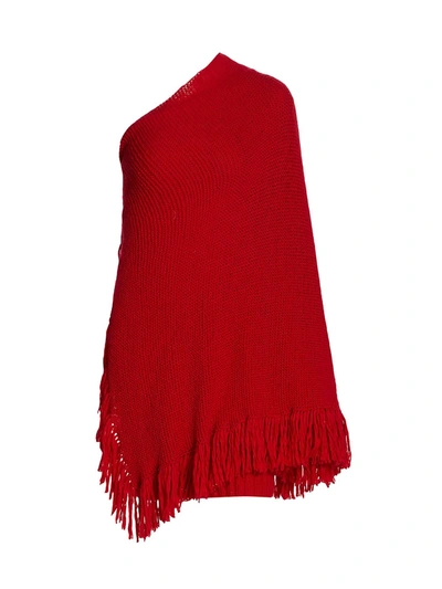 Alejandra Alonso Rojas Shawl Cashmere & Wool Knit Dress In Red