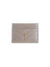 Saint Laurent Monogram Matelassé Leather Card Case In Fog