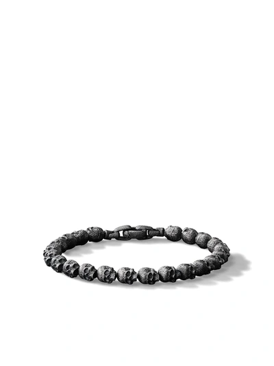 DAVID YURMAN STERLING SILVER MEMENTO MORI SKULL BEAD BRACELET