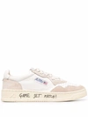 Autry Crack Smooth And Suede Leather Sneakers With Lettering On Sole In 白色