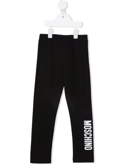 Moschino Logo-print Stretch-cotton Joggers In 黑色