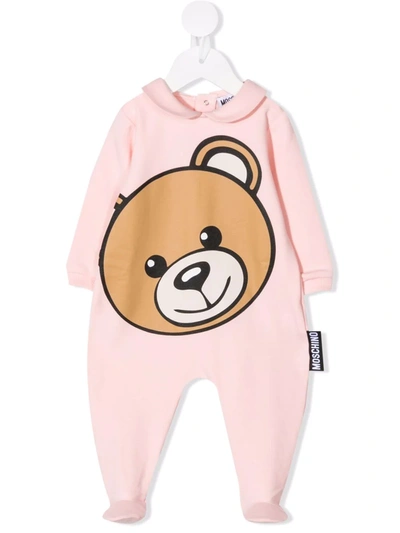 Moschino Babies' Large Teddy Head Pyjamas In 粉色