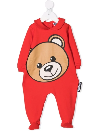 Moschino Babies' Large Teddy Head Pyjamas In Red