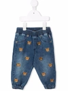 MOSCHINO EMBROIDERED TEDDY BEAR JEANS
