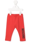 Moschino Logo Print Leggings In Red