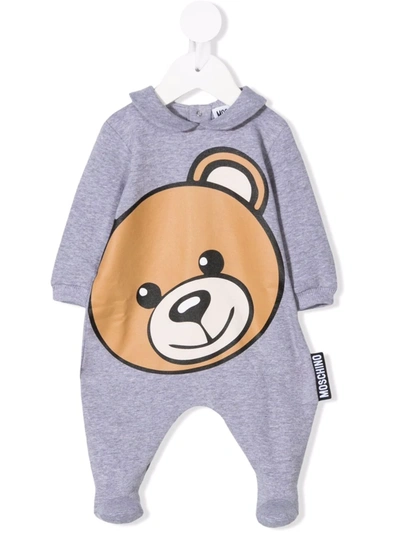 Moschino Babies' Large Teddy Head Pyjamas In 灰色