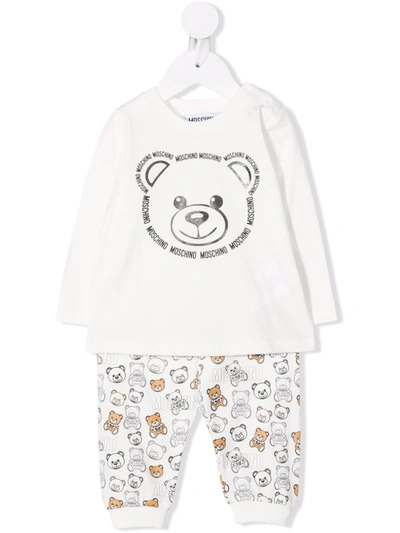 Moschino Babies' Teddy Bear Print Tracksuit In 白色