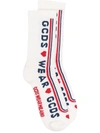 Gcds Slogan Intarsia Ribbed-knit Socks In 白色