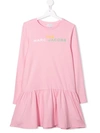 Marc Jacobs Teen Logo-print Long-sleeved Dress In 粉色